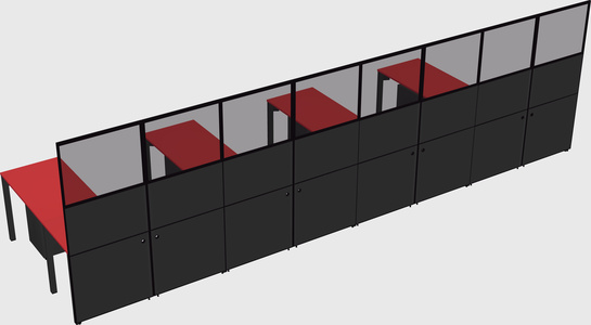 Shared l-shaped cubicle