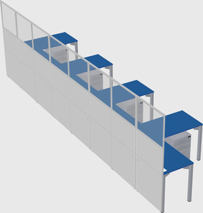 Shared l-shaped cubicle