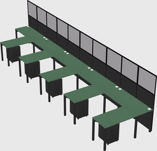 Shared l-shaped cubicle