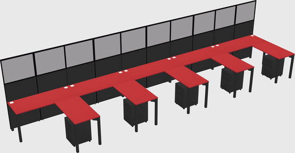 Shared l-shaped cubicle