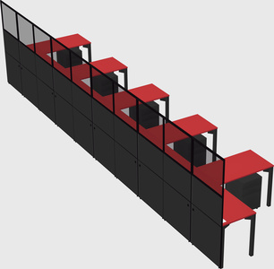 Shared l-shaped cubicle