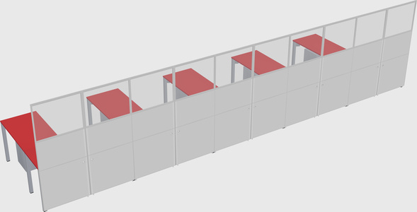 Shared l-shaped cubicle