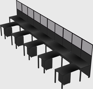 Shared l-shaped cubicle