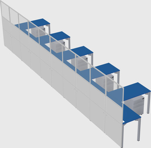 Shared l-shaped cubicle