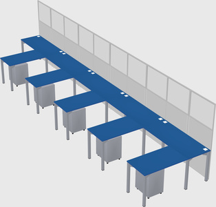Shared l-shaped cubicle