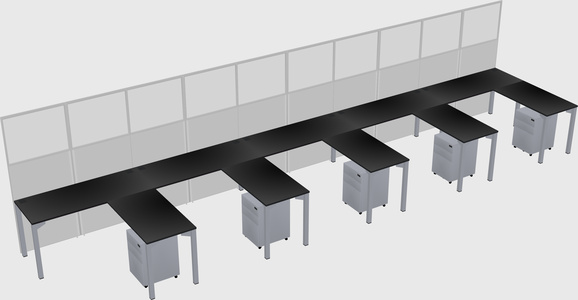 Shared l-shaped cubicle
