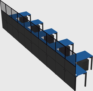 Shared l-shaped cubicle