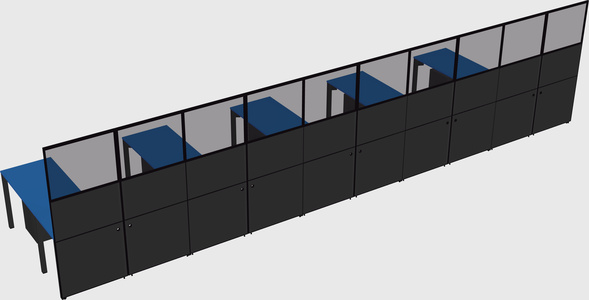Shared l-shaped cubicle