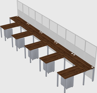 Shared l-shaped cubicle