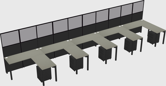 Shared l-shaped cubicle