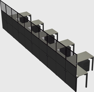 Shared l-shaped cubicle