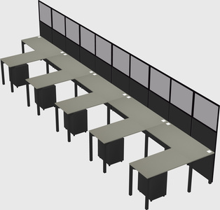 Shared l-shaped cubicle