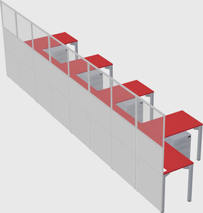 Shared l-shaped cubicle