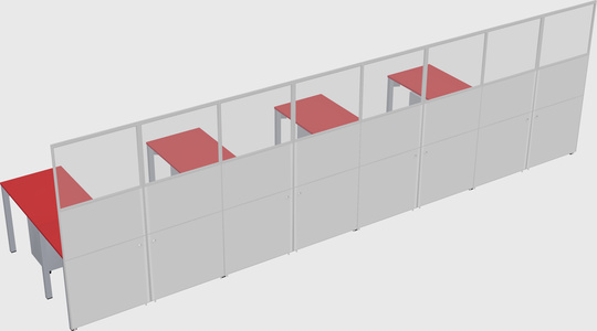 Shared l-shaped cubicle