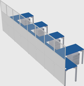 Shared l-shaped cubicle