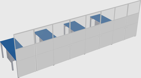 Shared l-shaped cubicle