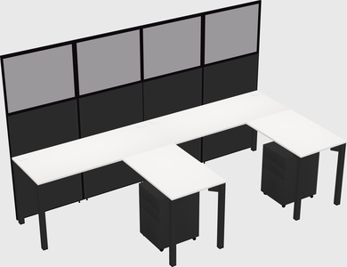 Shared l-shaped cubicle