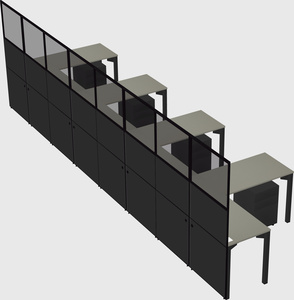 Shared l-shaped cubicle