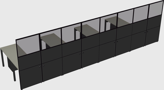 Shared l-shaped cubicle