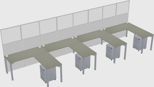 Shared l-shaped cubicle