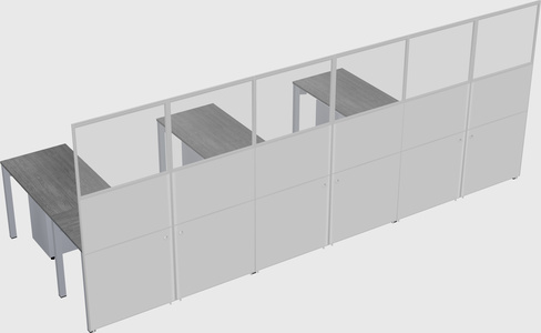 Shared l-shaped cubicle