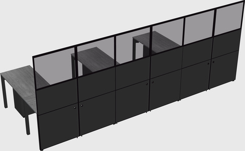 Shared l-shaped cubicle