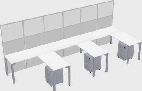 Shared l-shaped cubicle