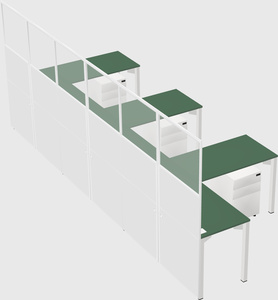 Shared l-shaped cubicle