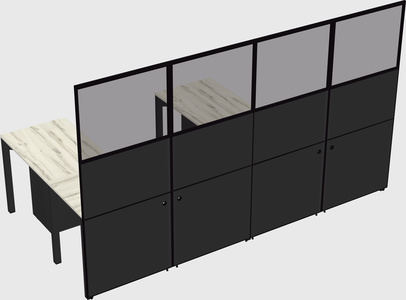Shared l-shaped cubicle