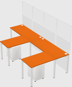 Shared l-shaped cubicle