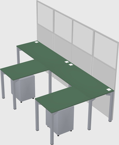 Shared l-shaped cubicle