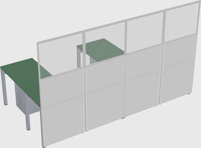 Shared l-shaped cubicle