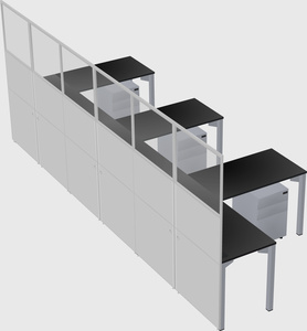 Shared l-shaped cubicle