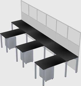 Shared l-shaped cubicle