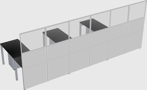 Shared l-shaped cubicle