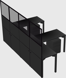 Shared l-shaped cubicle