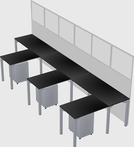 Shared l-shaped cubicle
