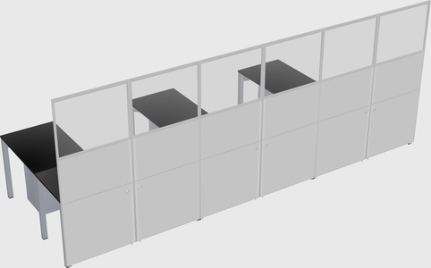 Shared l-shaped cubicle