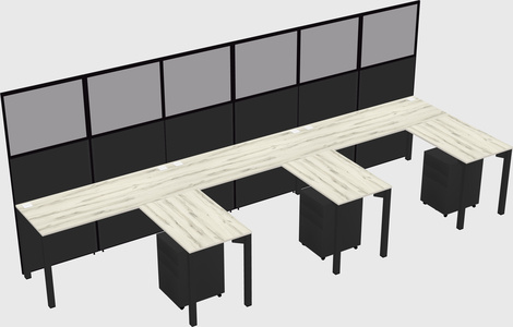 Shared l-shaped cubicle