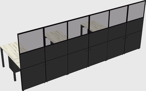 Shared l-shaped cubicle