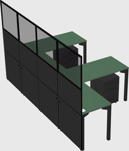 Shared l-shaped cubicle