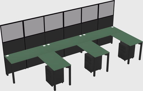 Shared l-shaped cubicle