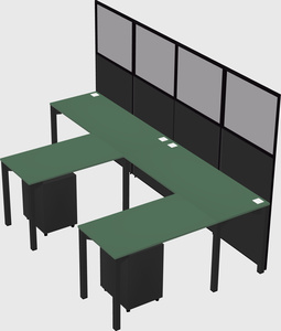 Shared l-shaped cubicle