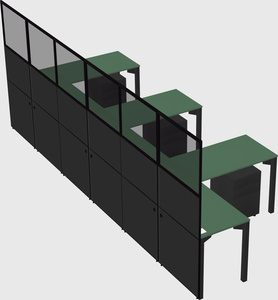 Shared l-shaped cubicle