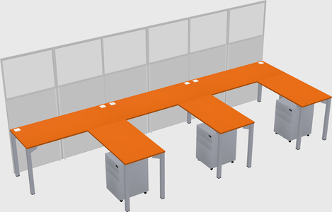 Shared l-shaped cubicle