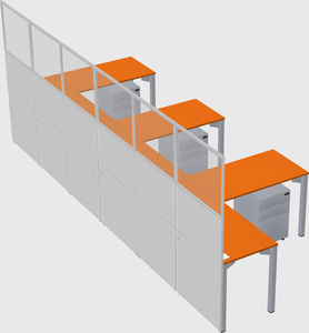 Shared l-shaped cubicle