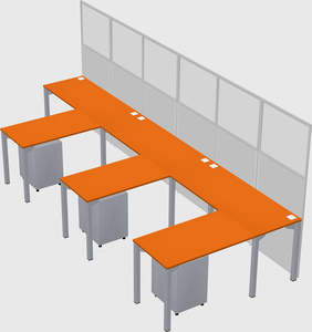Shared l-shaped cubicle