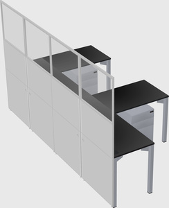 Shared l-shaped cubicle