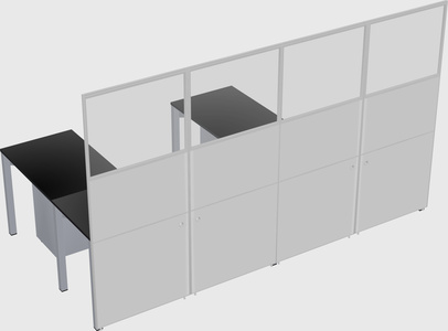 Shared l-shaped cubicle