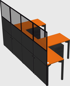 Shared l-shaped cubicle